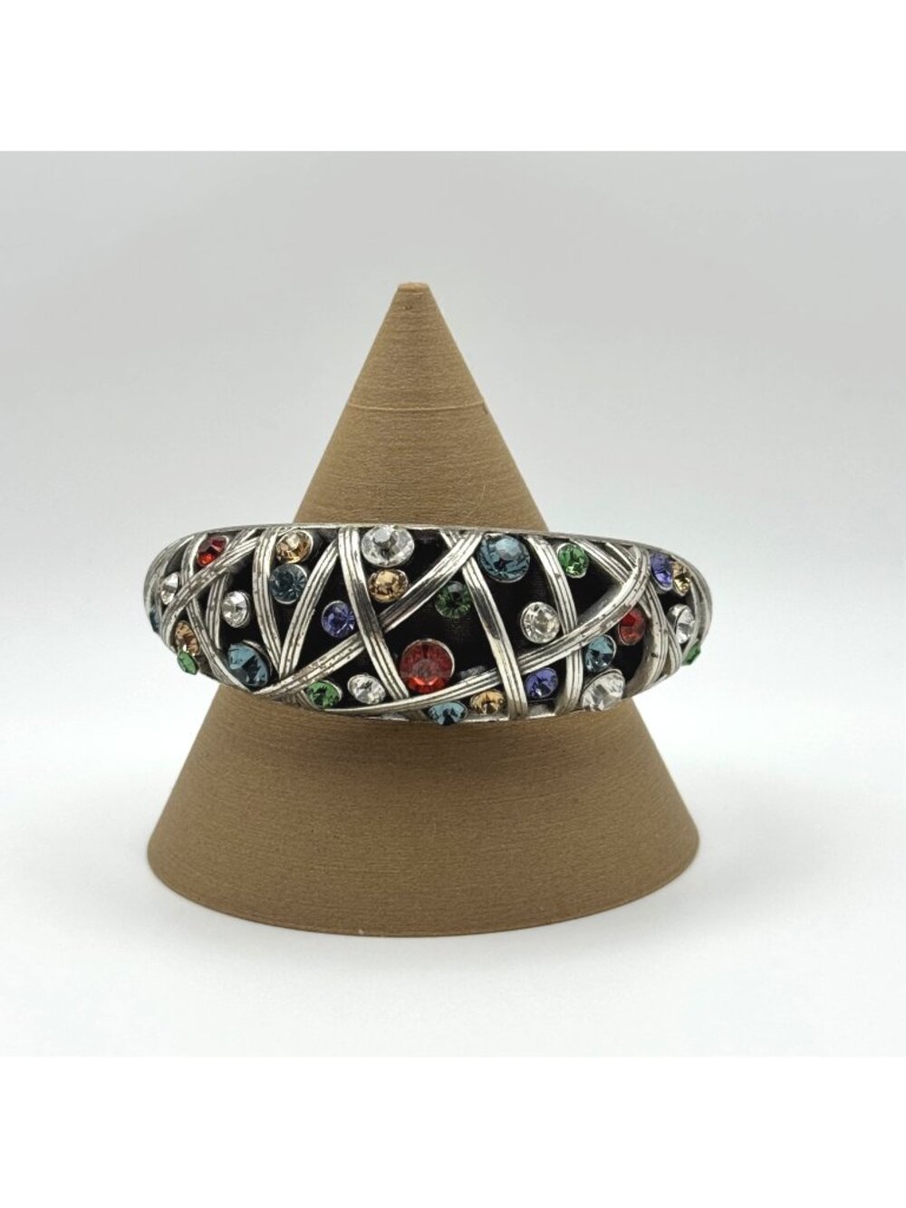 Swarovski Crystal Brighton Bangle Bracelet Rhinestone Silver-Tone Heart Tin Box